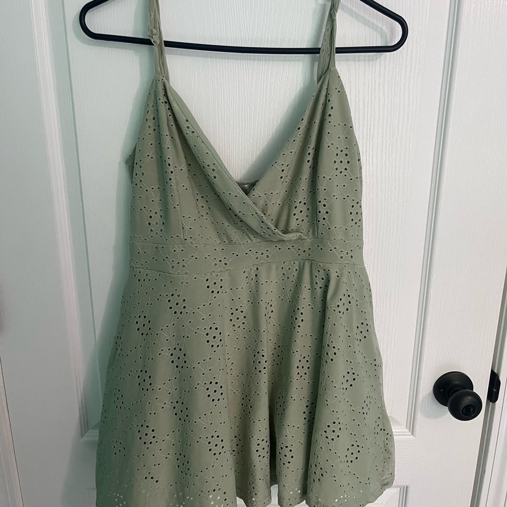 Green Eyelet Romper
